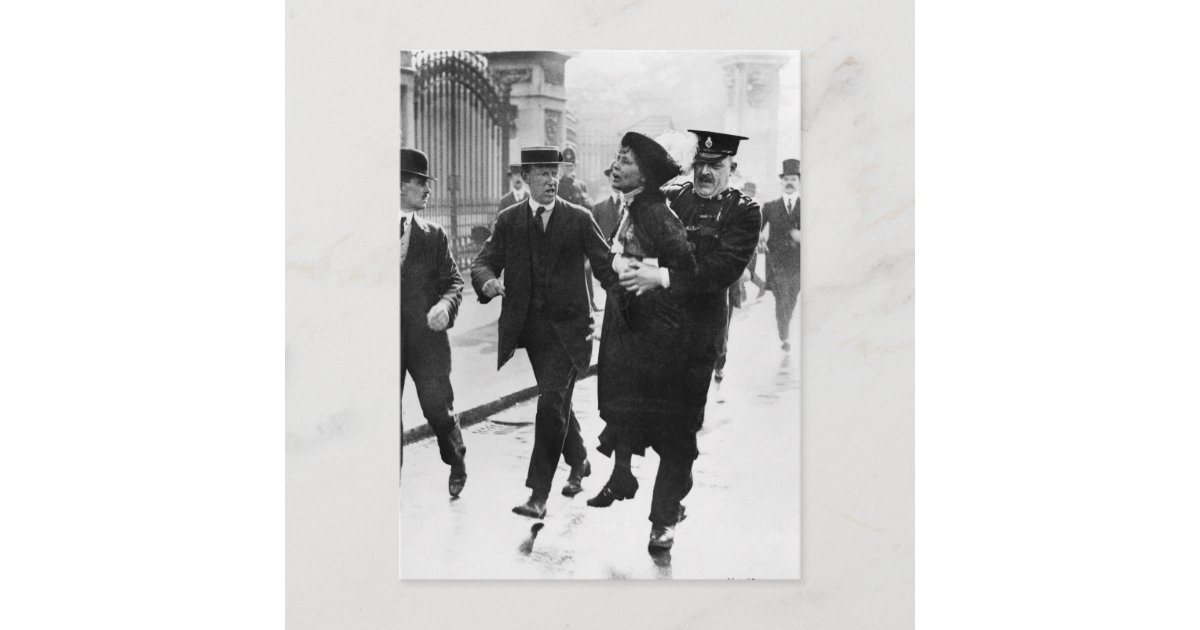 Suffragette Emmeline Pankhurst Being Arrested 1914 Postcard | Zazzle