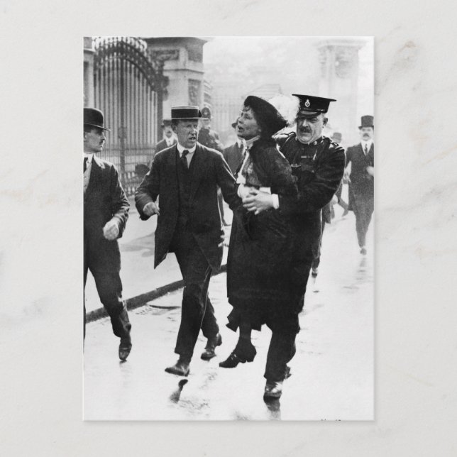 Suffragette Emmeline Pankhurst Being Arrested 1914 Postcard (Front)