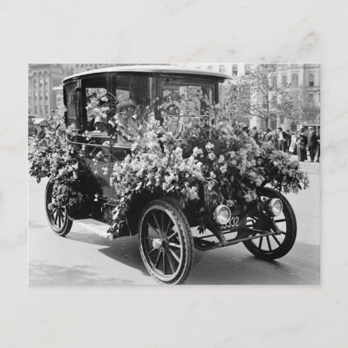 Suffragette Flower Car 1914 Postcard