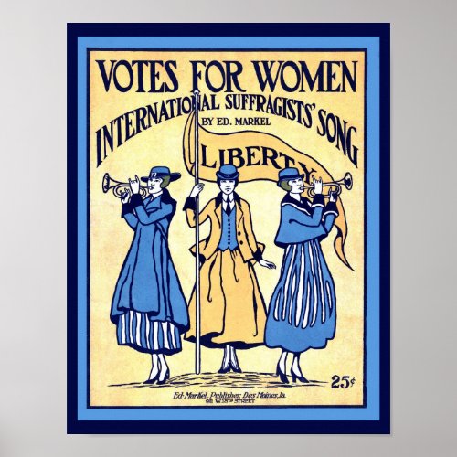 Suffragettes Vintage Voting Sheet Music Cover copy Poster