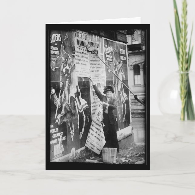 Suffragists Posting Bills Votes for Women Card (Front)