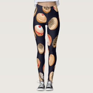 Sufganiyot Donuts: Hanukkah Vintage Pattern Leggings