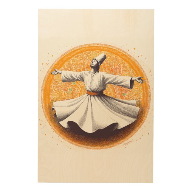 SUFI DERVISH DANCING WOOD WALL ART (Front)