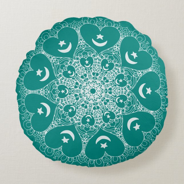 Sufi infinite heart mandala pillow (Front)