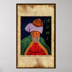 Sufi Mystic Wisdom by Rumi on Parchment BG Poster