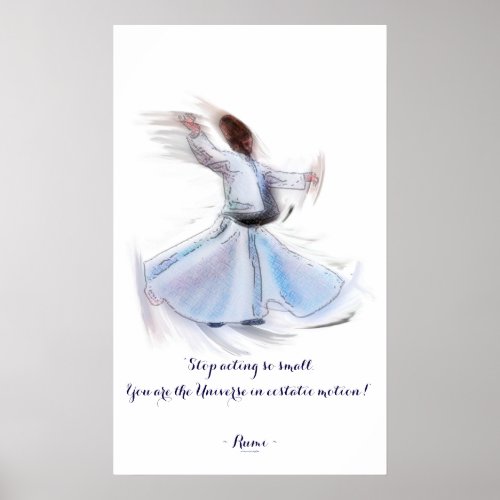 Sufi Mystic Wisdom by Rumi on Parchment BG Poster