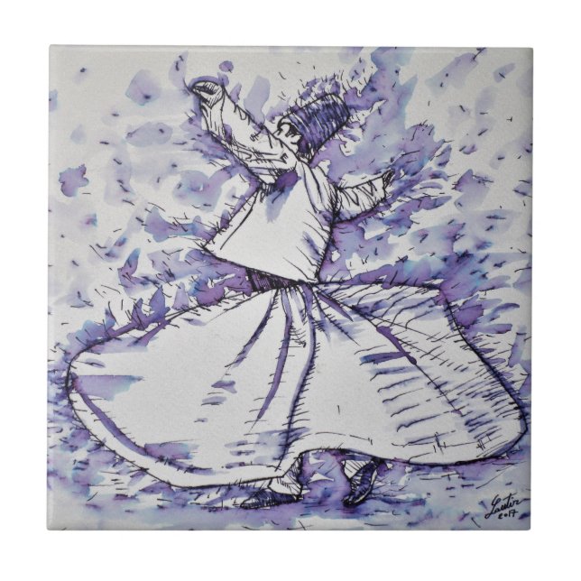 sufi whirling - NOVEMBER 19,2017 Ceramic Tile (Front)