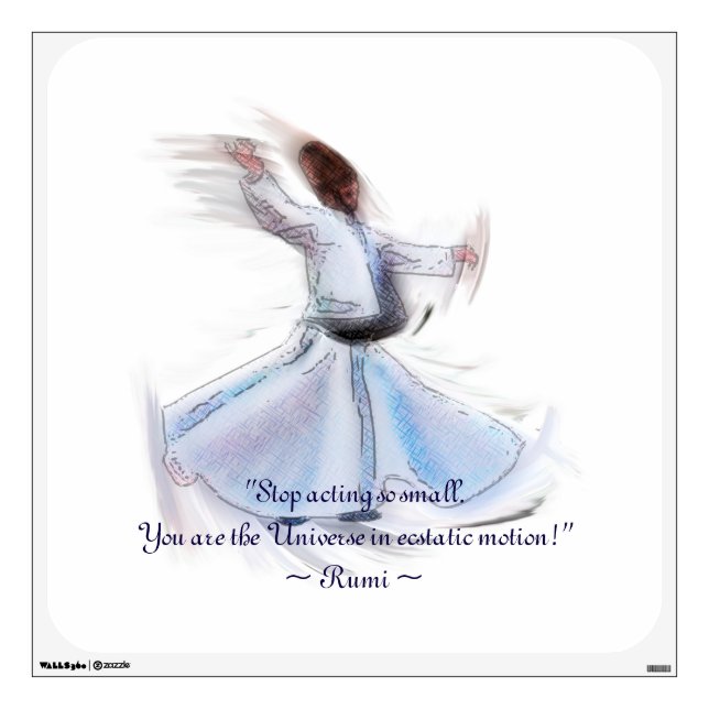 Sufi Wisdom by Rumi & Whirling Dervish Wall Decal (Front)