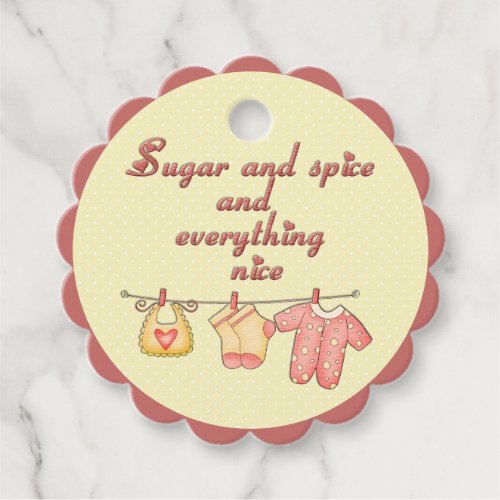 Sugar And Spice Baby Clothesline Yellow Polka Dots Favor Tags