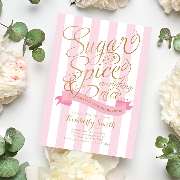 Sugar and spice store baby shower invitations