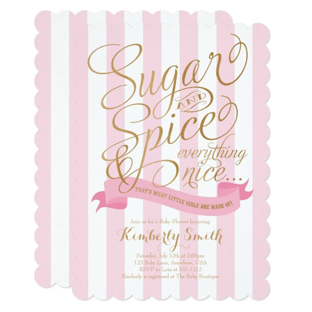 Sugar And Spice Baby Girl Baby Shower Invitation