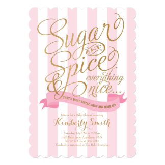 Sugar and Spice Baby Girl Baby Shower Invitation Sugar and Spice Baby Girl Baby Shower Invitation