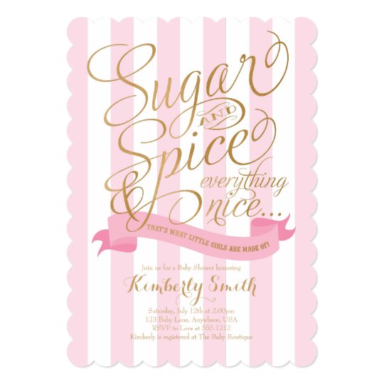 Sugar And Spice Baby Girl Baby Shower Invitation Zazzle Com