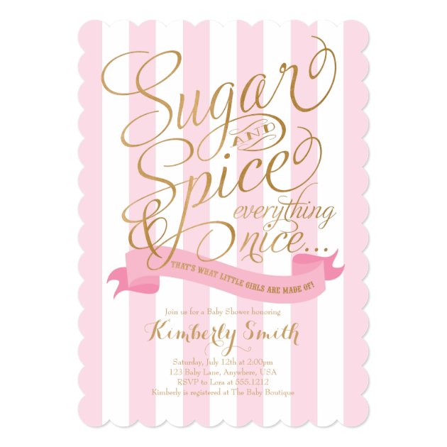 Sugar And Spice Baby Girl Baby Shower Invitation