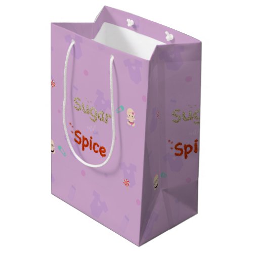 Sugar and Spice Baby Girl Shower Layette  Medium Gift Bag