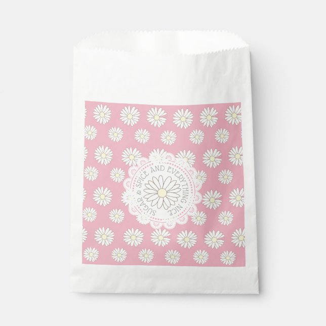 Sugar and Spice Baby Shower Daisy Themed Favor Bag (Front)
