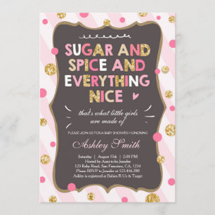Sugar and Spice Baby Shower Invitation Girl Pink