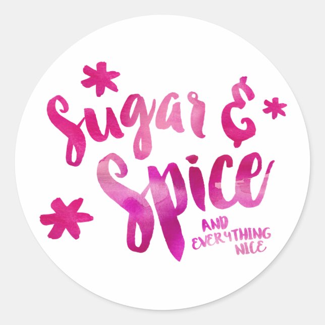 Sugar and Spice Baby Shower Watercolor Classic Round Sticker (Front)