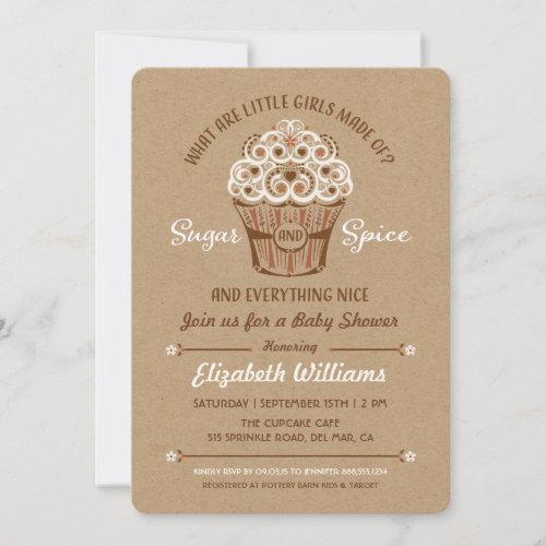 Sugar and Spice Cupcake Baby Shower Invitation