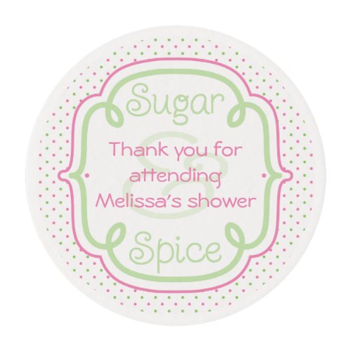 Sugar and Spice Custom Baby Shower Thank You Favor Edible Frosting Rounds
