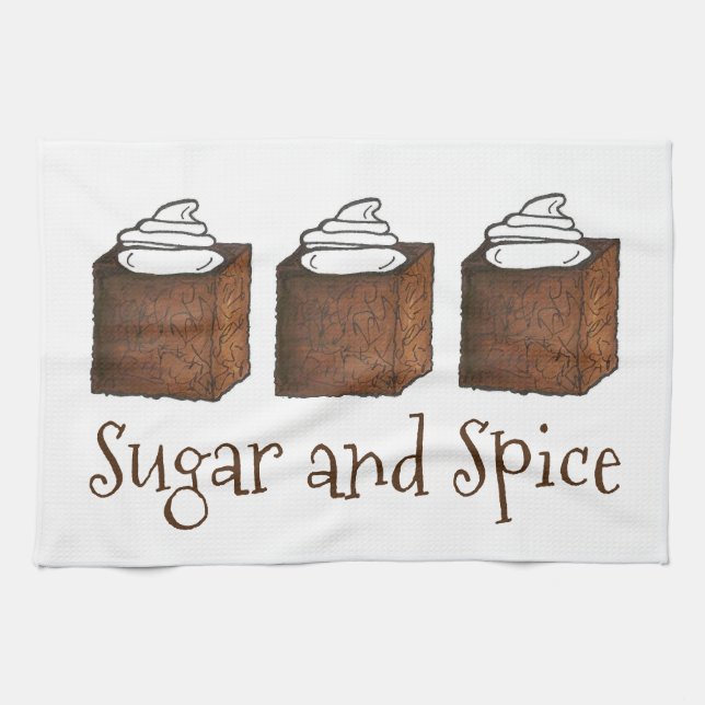 Sugar and Spice Gingerbread Cake Christmas Baking Kitchen Towel (Horizontal)