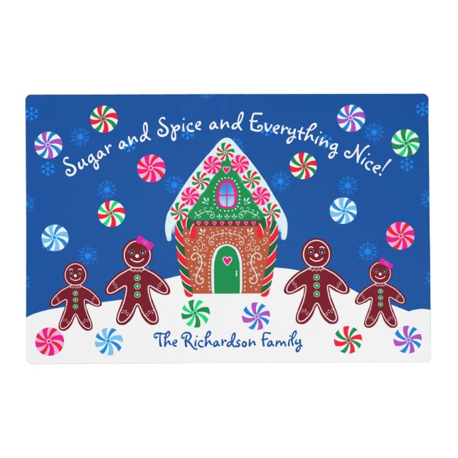 Sugar and Spice Gingerbread Christmas Laminated Placemat (Front)