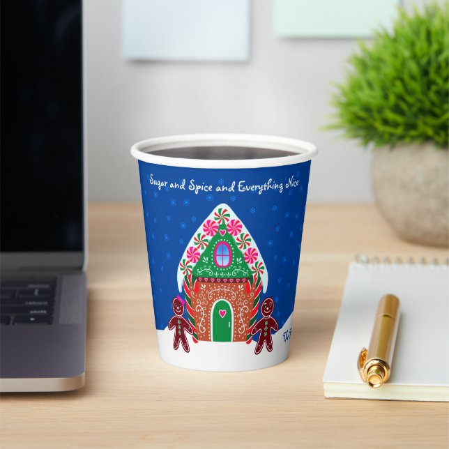 Sugar and Spice Gingerbread House Christmas Paper Cups (Insitu)