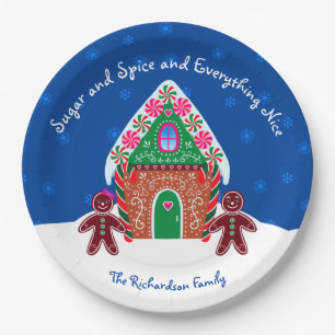 Sugar and Spice Gingerbread House Christmas Paper Plates