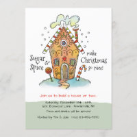 Sugar and Spice Gingerbread House Decorating Party Invitation