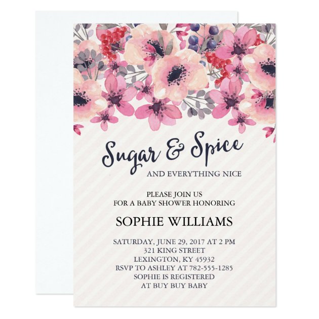 Sugar And Spice Girl Baby Shower Invitation