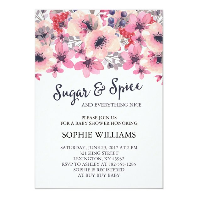 Sugar And Spice Girl Baby Shower Invitation