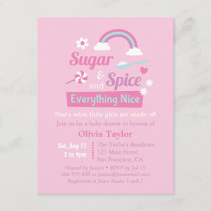 Sugar and Spice Girls Pink Baby Shower Invitations