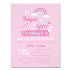 Sugar and Spice Girls Pink Baby Shower Invitations