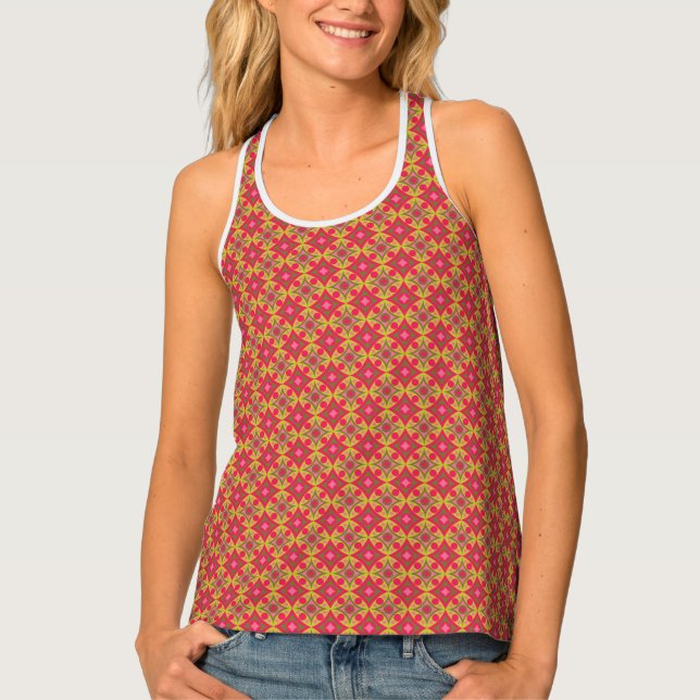 Sugar and Spice Pink and Green Mandala Pattern Tank Top (Front)