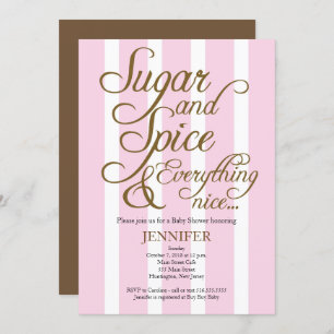 Sugar and Spice Pink baby shower Invitation