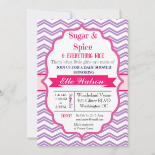 Sugar and Spice Pink Girl Baby Shower Invitations