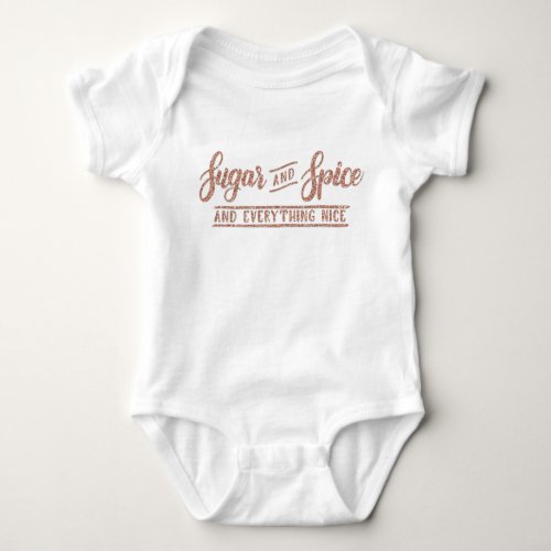 Sugar and Spice Rose Gold Calligraphy one piece Baby Bodysuit