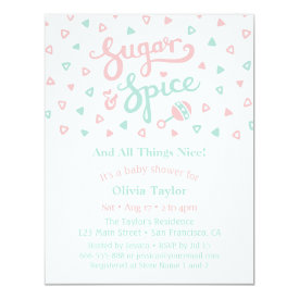 Sugar and Spice Typography Girls Baby Shower Card