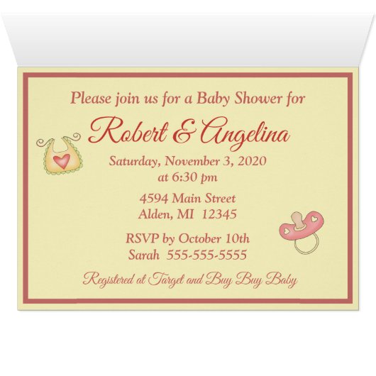 Sugar and Spice Yellow and Pink Baby Shower (Inside Horizontal (Bottom))