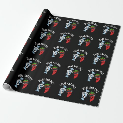 Sugar And Spies Funny Food Pun Dark BG Wrapping Paper