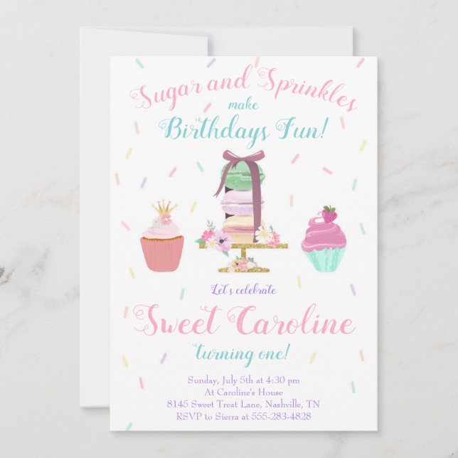Sugar and Sprinkles Sweet Treat Birthday Invitation (Front)