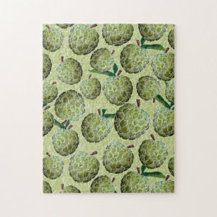 Sugar Apple Watercolor Green Jigsaw Puzzle