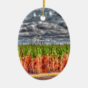 SUGAR CANE AND MILL STACKS QUEENSLAND AUSTRALIA CERAMIC ORNAMENT