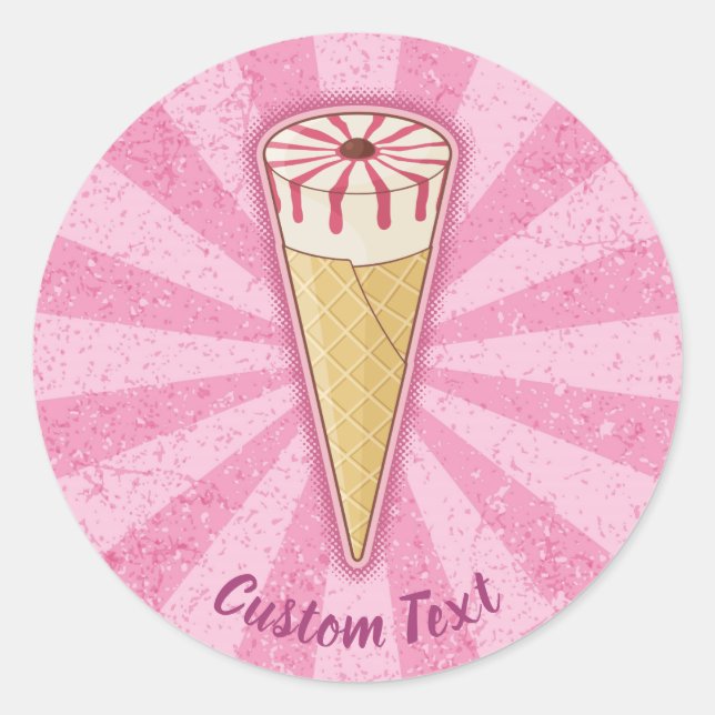 Sugar Cone Ice Cream Classic Round Sticker (Front)