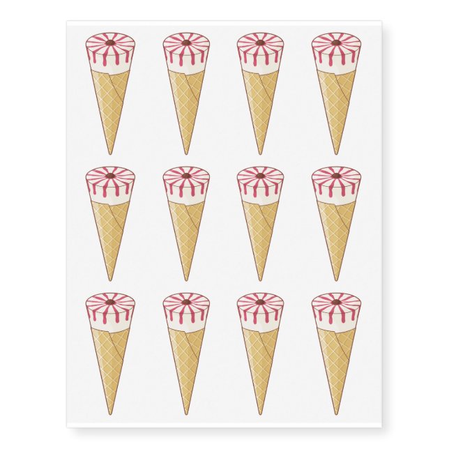 Sugar Cone Ice Cream Temporary Tattoos (Front)