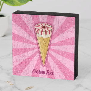 Sugar Cone Ice Cream Wooden Box Sign