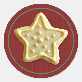 Sugar Cookie Christmas Red Plaid Stickers by keyandcompass at Zazzle