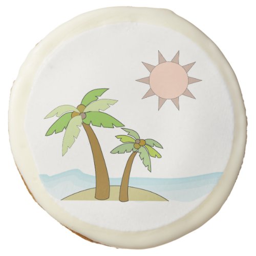 Sugar Cookies Frosted with a Tropical Scene