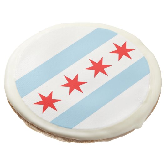 Sugar cookies with flag of Chicago, Illinois, USA (Angled)