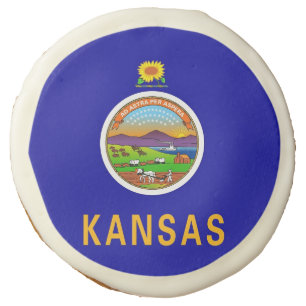 Sugar cookies with flag of Kansas, USA